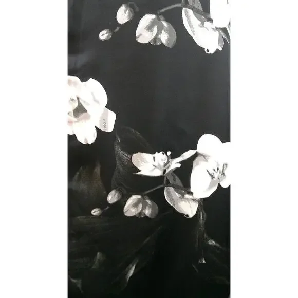 NWT Worthington XXL Black & White Floral Satin Spaghetti Strap Midi Dress - Picture 10 of 13
